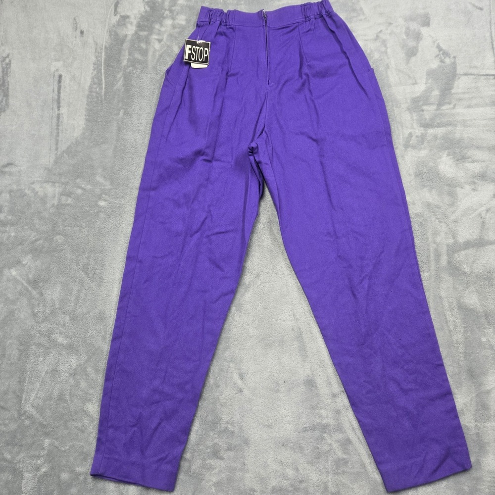 VTG F Stop Purple High Waisted Pleated Tapered Pants Womens Size 8 Made USA NEW